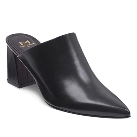 MARC FISHER black pointed toe mule booties - Picture 1 of 9